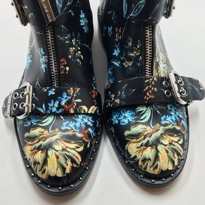 NEW GIANNI BINI FLORAL PRINT LEATHER ZIPPER BOOTIE